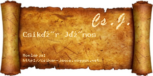 Csikár János névjegykártya